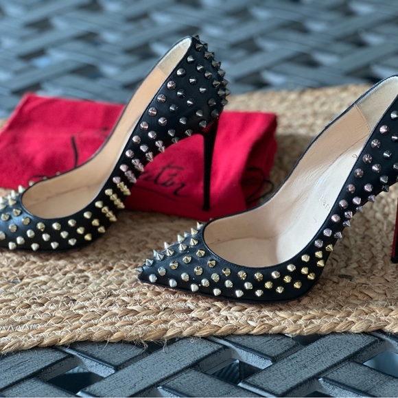 Authentic Christian Louboutin Black Heels with Gold Studs - Picture 5 of 7